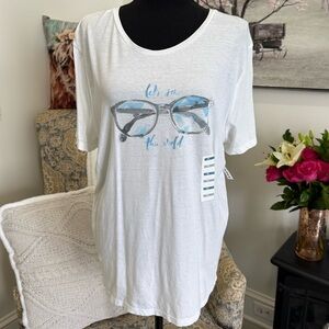 Old Navy White Tee with Blue Graphic